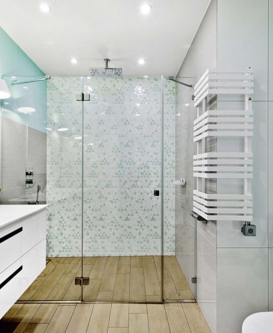 Dušo kabinų kolekcija „Harmonija“. Indrės Sunklodienės vonios kambario dizainas.